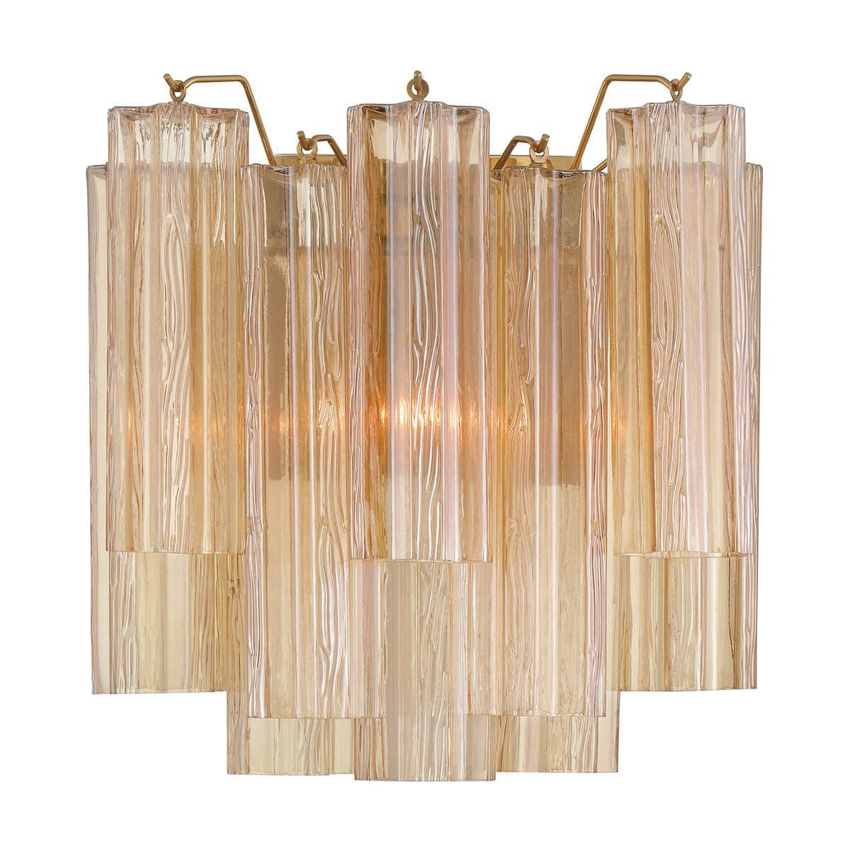 Eloria Glass Wall Sconce — Tiered Fluted Glass, Gold Frame