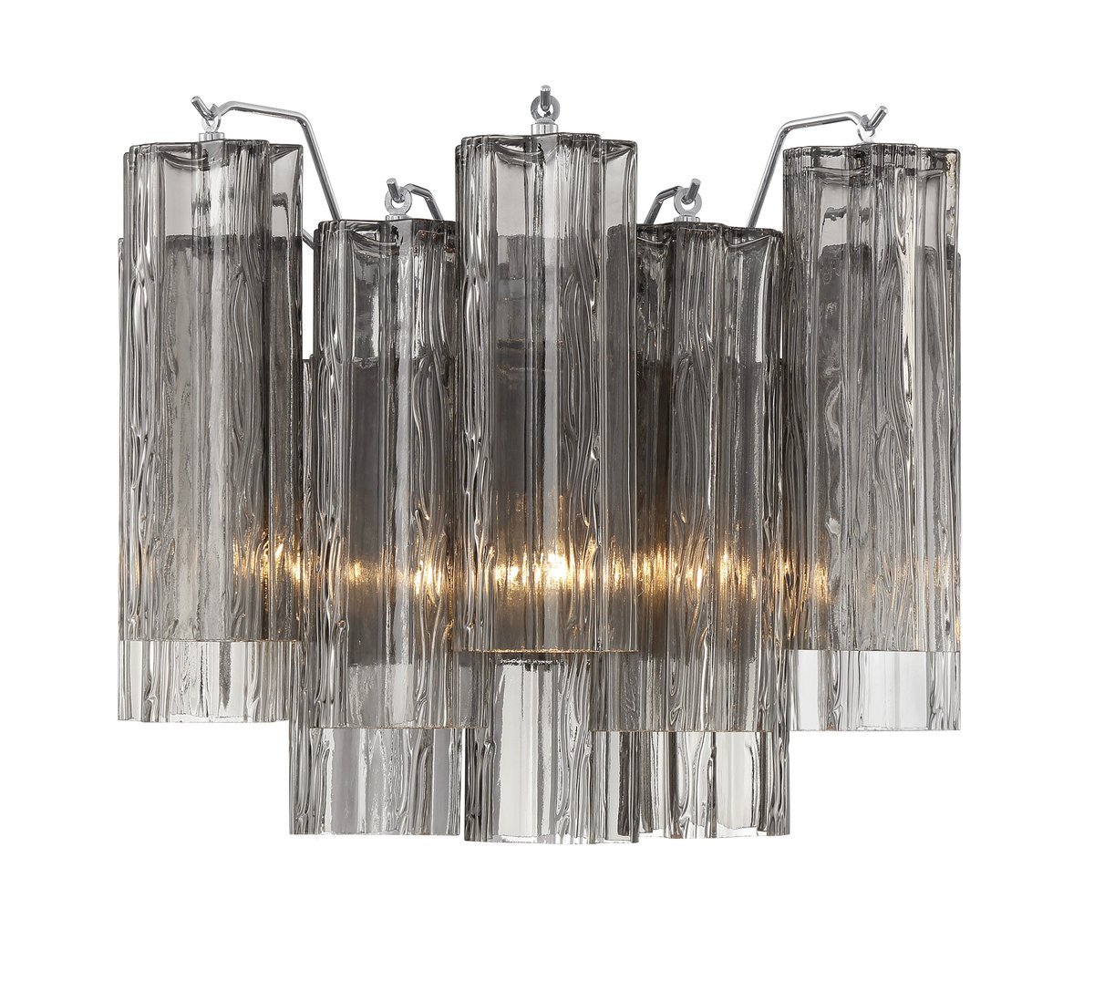 Eloria Glass Wall Sconce — Tiered Fluted Glass, Gold Frame