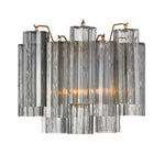 Eloria Glass Wall Sconce — Tiered Fluted Glass, Gold Frame
