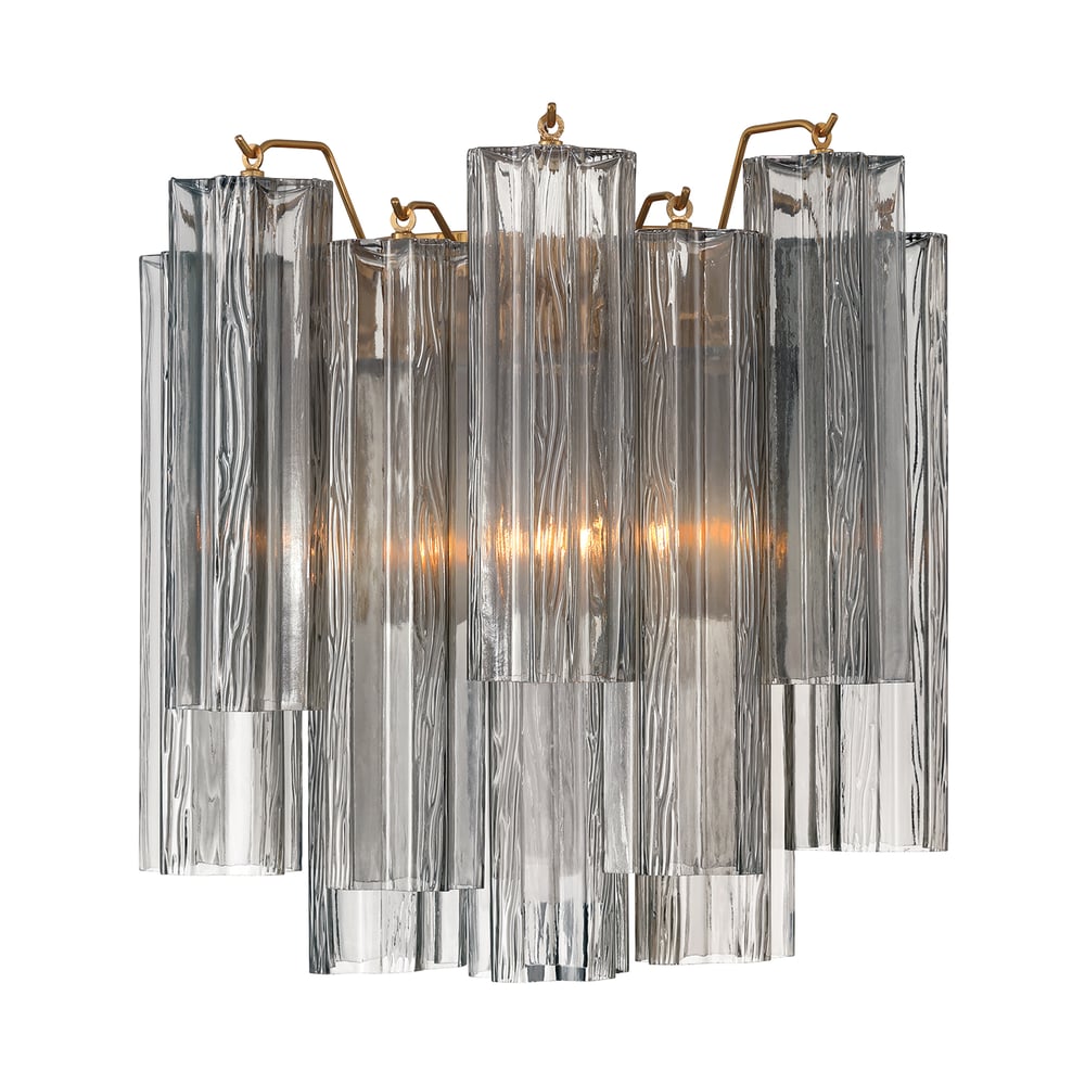 Eloria Glass Wall Sconce — Tiered Fluted Glass, Gold Frame