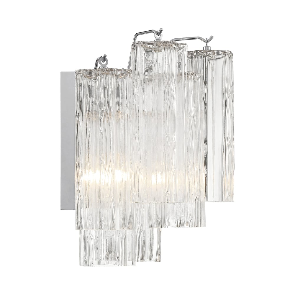 Eloria Glass Wall Sconce — Tiered Fluted Glass, Gold Frame