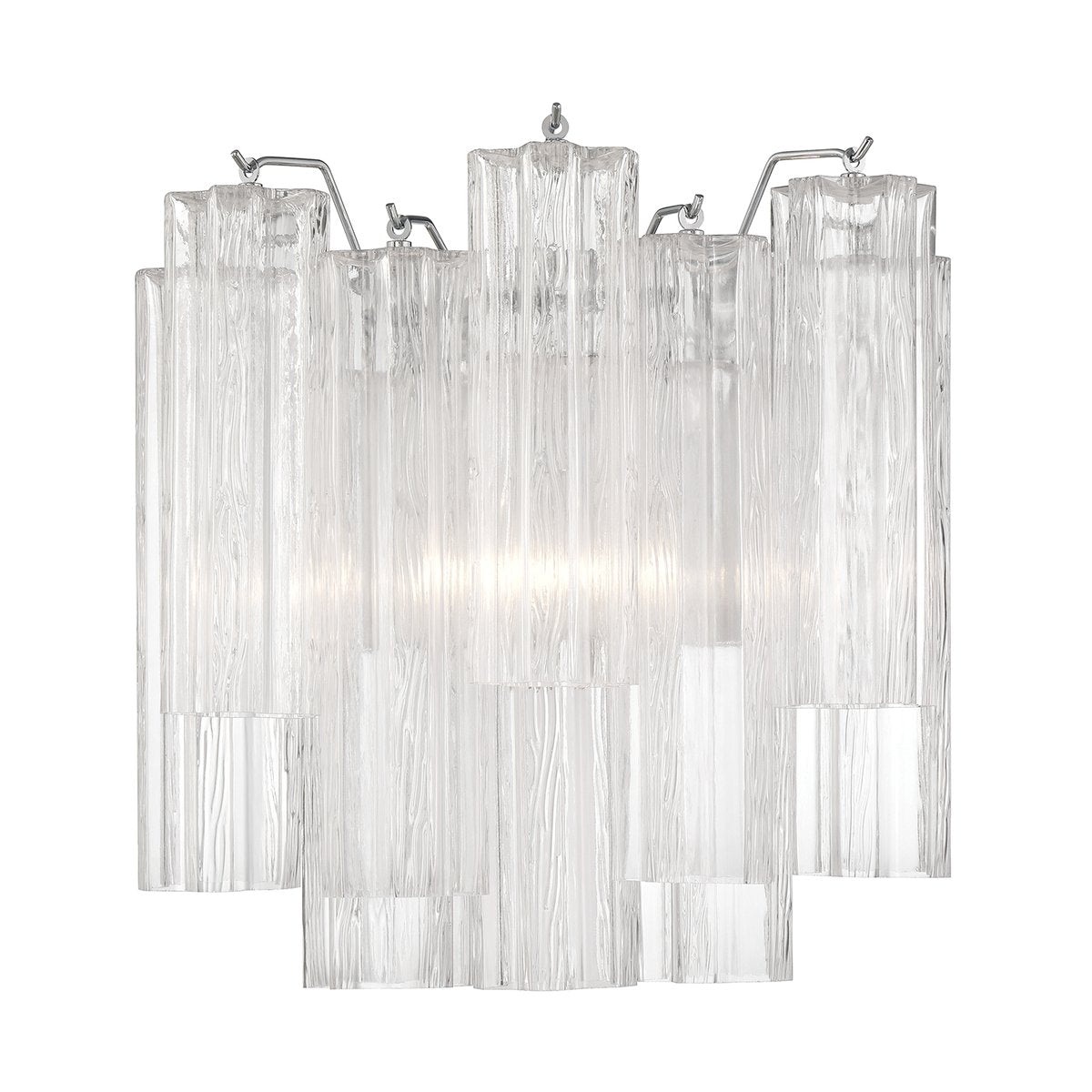 Eloria Glass Wall Sconce — Tiered Fluted Glass, Gold Frame