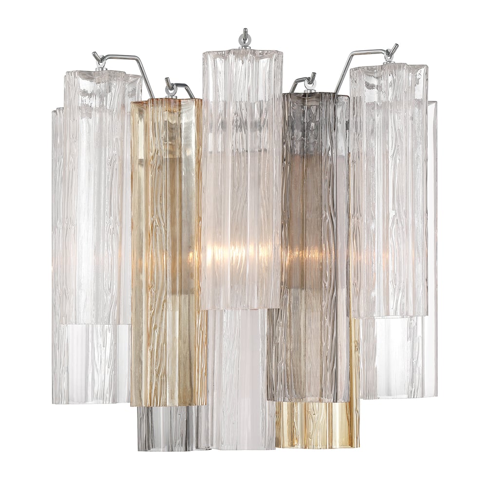 Eloria Glass Wall Sconce — Tiered Fluted Glass, Gold Frame
