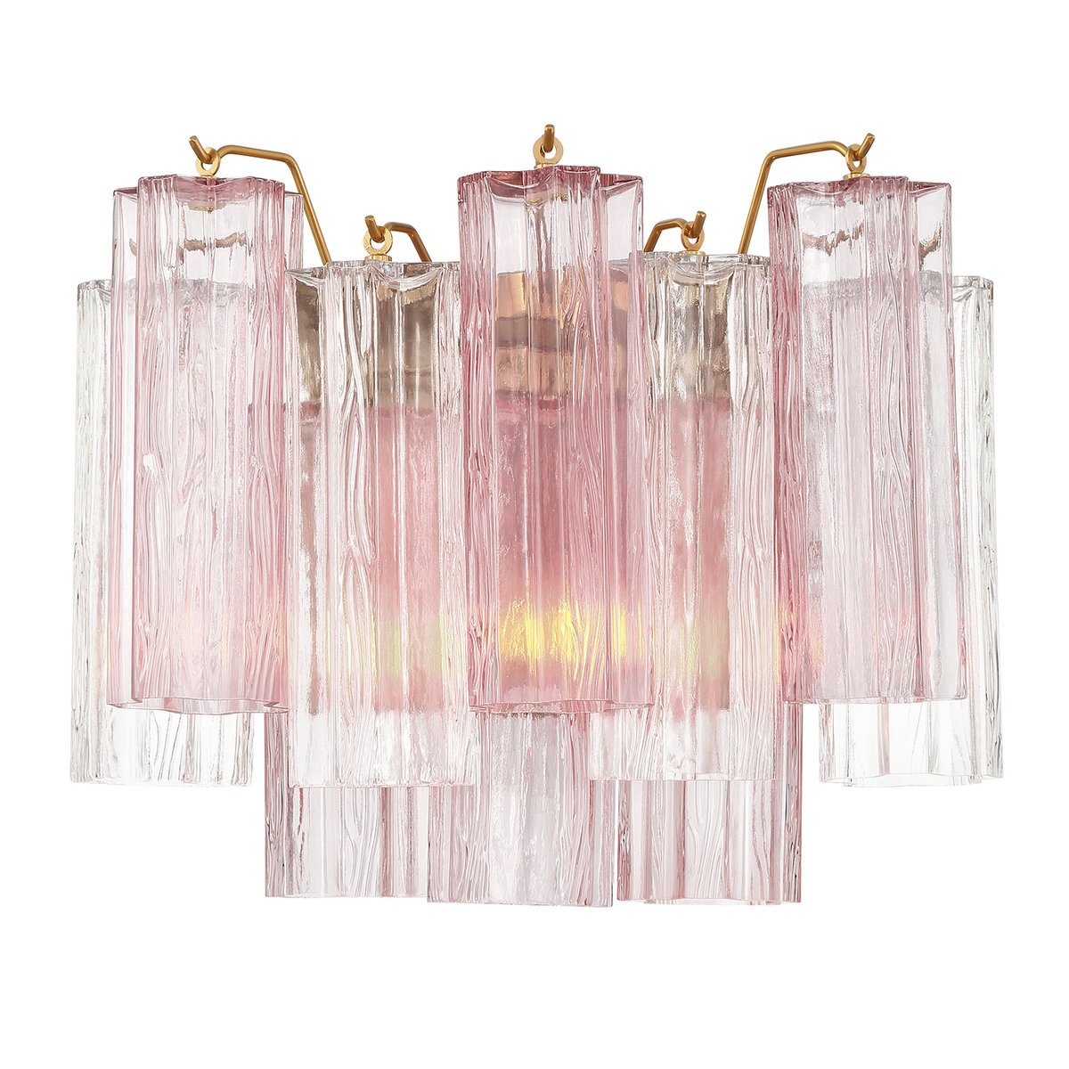 Eloria Glass Wall Sconce — Tiered Fluted Glass, Gold Frame