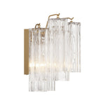 Eloria Glass Wall Sconce — Tiered Fluted Glass, Gold Frame