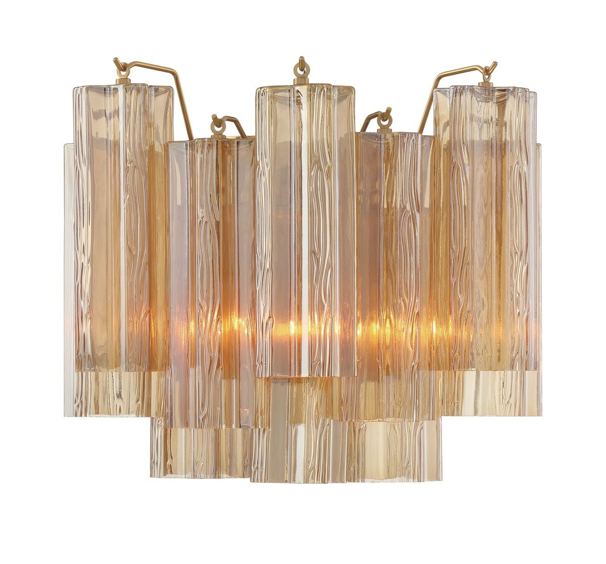 Eloria Glass Wall Sconce — Tiered Fluted Glass, Gold Frame