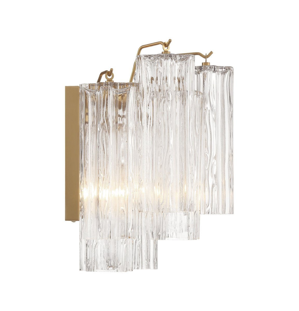 Eloria Glass Wall Sconce — Tiered Fluted Glass, Gold Frame