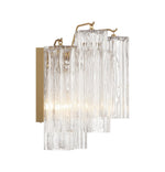 Eloria Glass Wall Sconce — Tiered Fluted Glass, Gold Frame