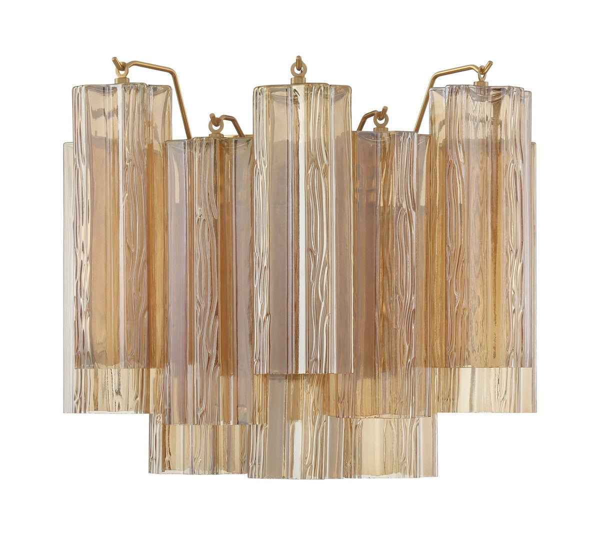 Eloria Glass Wall Sconce — Tiered Fluted Glass, Gold Frame