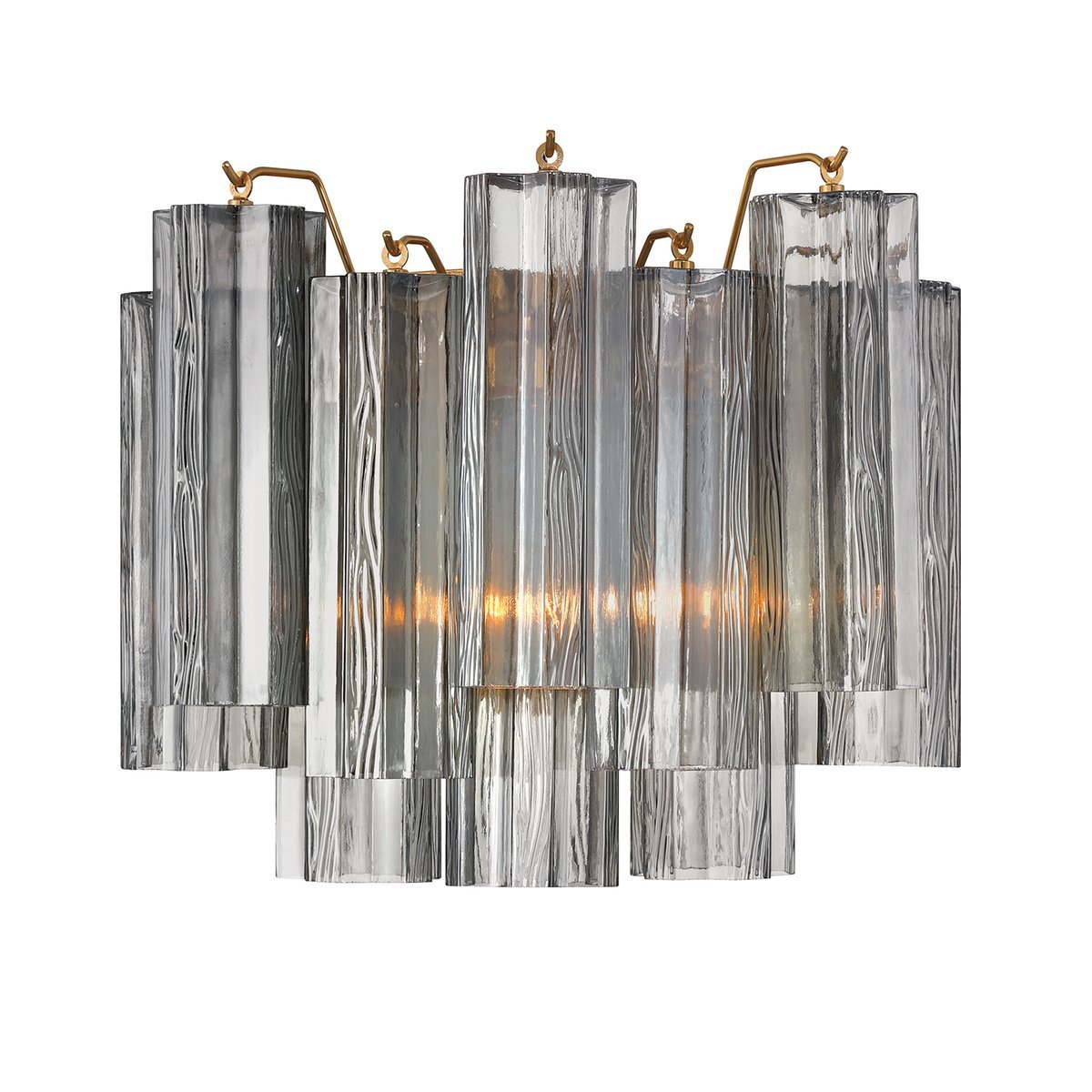 Eloria Glass Wall Sconce — Tiered Fluted Glass, Gold Frame