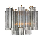 Eloria Glass Wall Sconce — Tiered Fluted Glass, Gold Frame