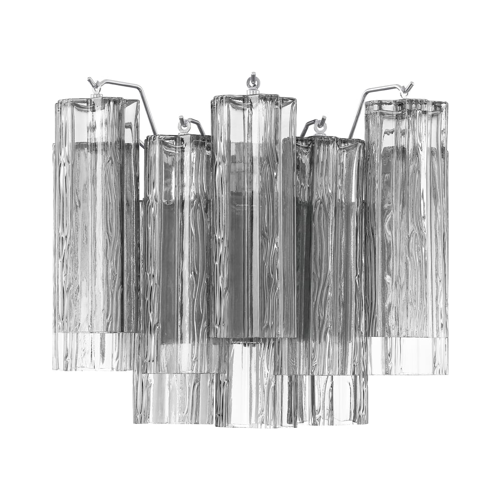 Eloria Glass Wall Sconce — Tiered Fluted Glass, Gold Frame