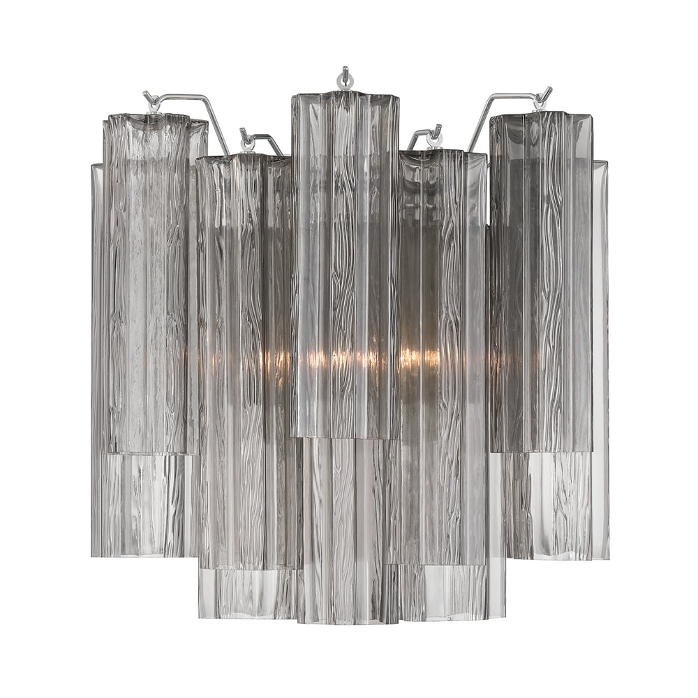 Eloria Glass Wall Sconce — Tiered Fluted Glass, Gold Frame