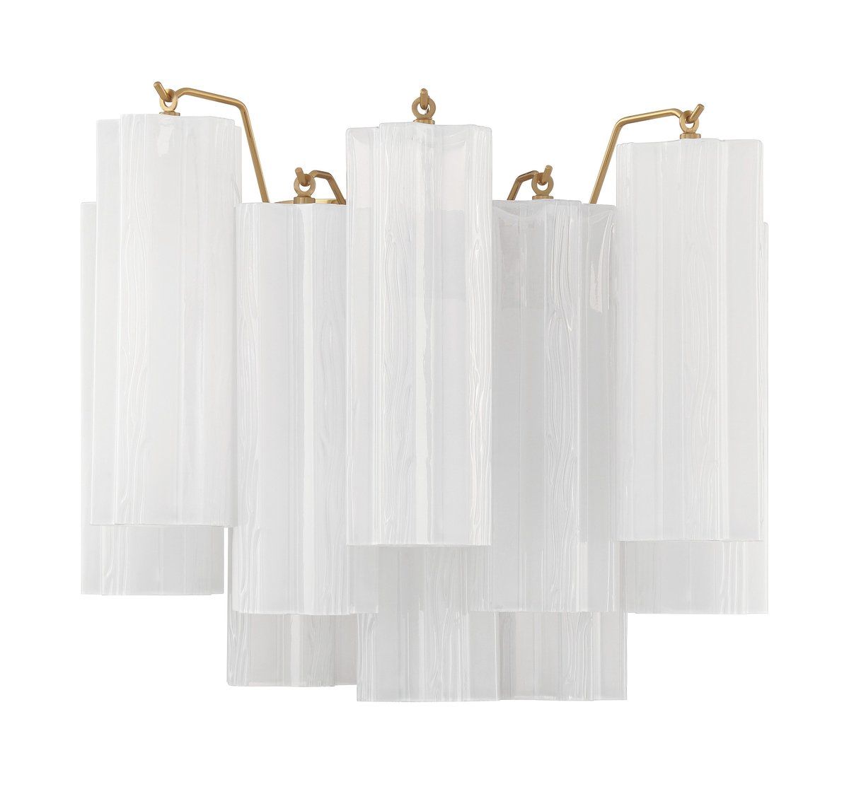 Eloria Glass Wall Sconce — Tiered Fluted Glass, Gold Frame