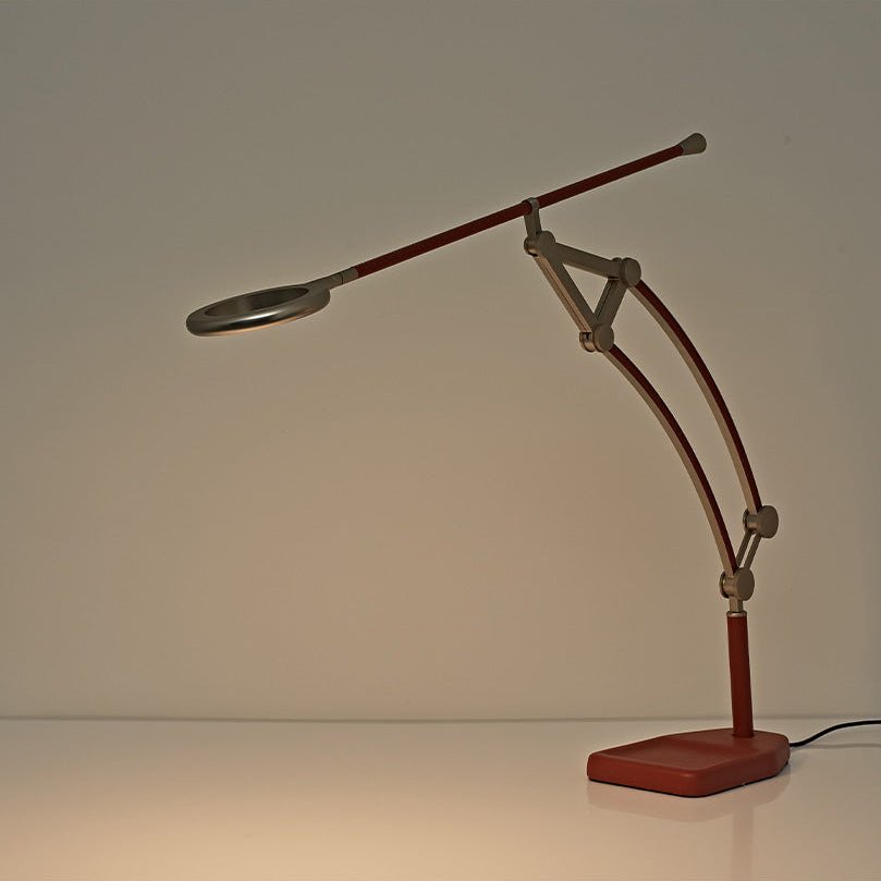 Sculptural Articulated LED Wall Lamp in Nickel with Leather Accent