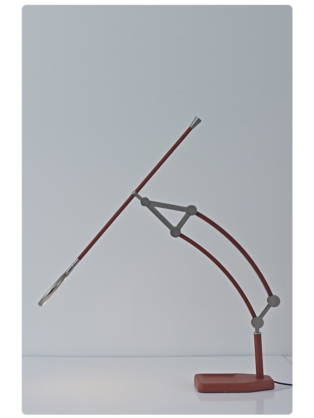 Sculptural Articulated LED Wall Lamp in Nickel with Leather Accent