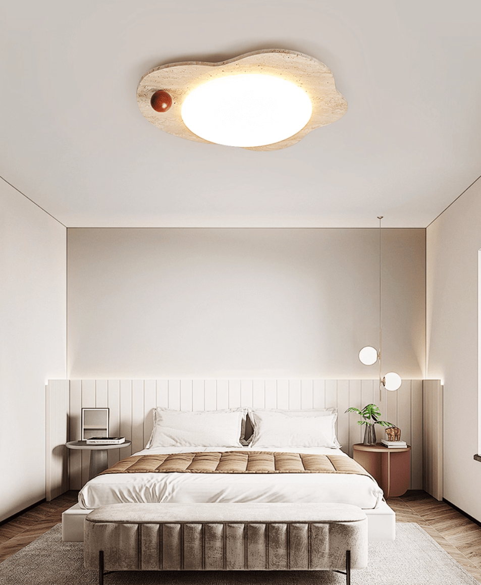 Aeolian Bloom Flush Mount Ceiling Light in Yellow Travertine