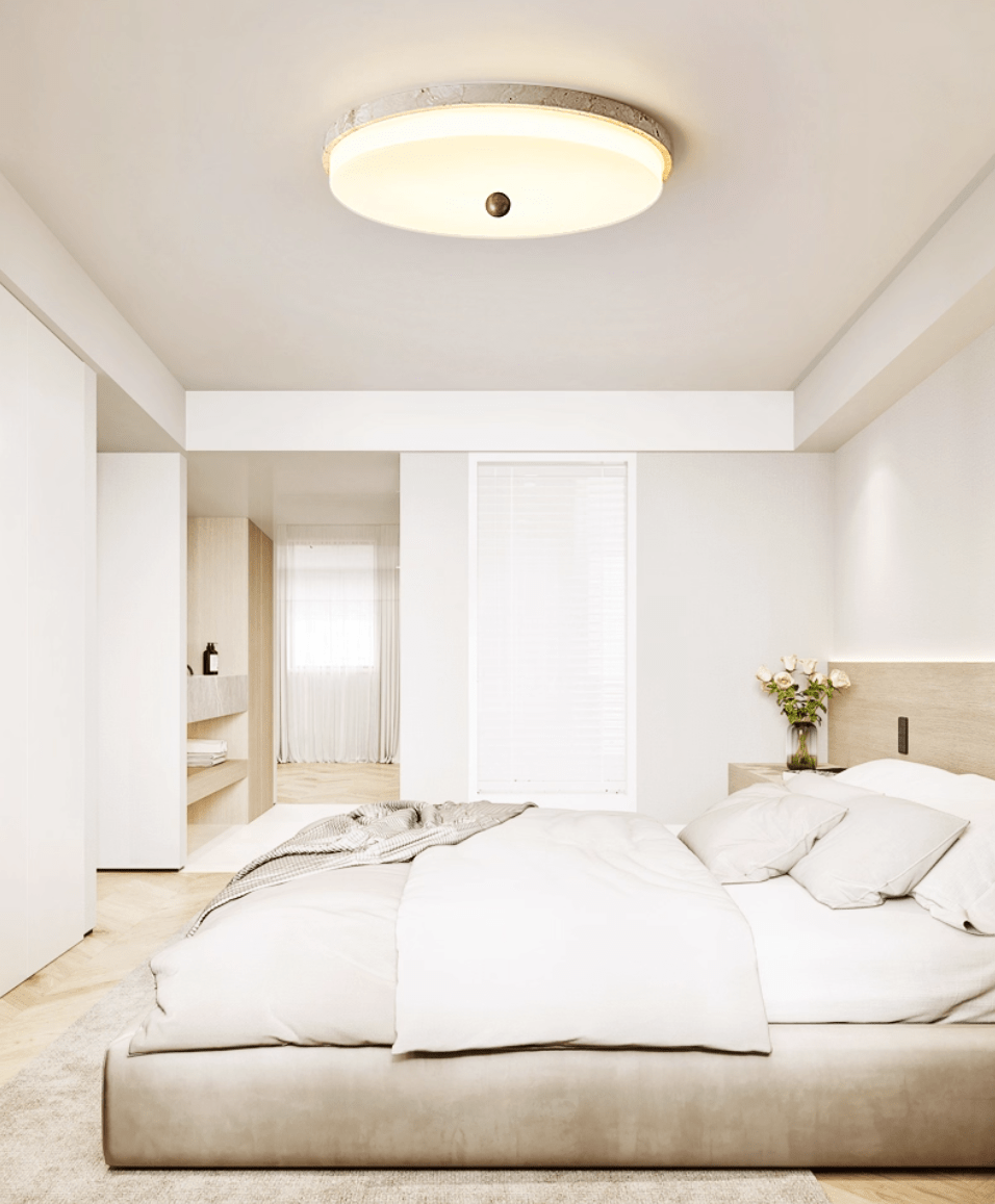 Aeon Travertine Orb Ceiling Light – Natural Stone Flush Mount