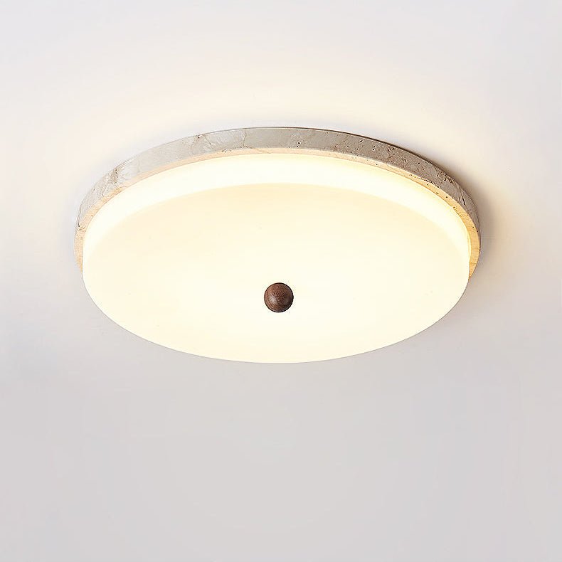Aeon Travertine Orb Ceiling Light – Natural Stone Flush Mount