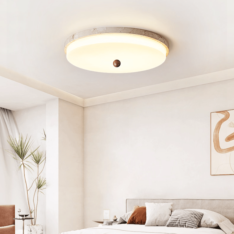 Aeon Travertine Orb Ceiling Light – Natural Stone Flush Mount