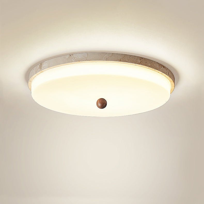 Aeon Travertine Orb Ceiling Light – Natural Stone Flush Mount
