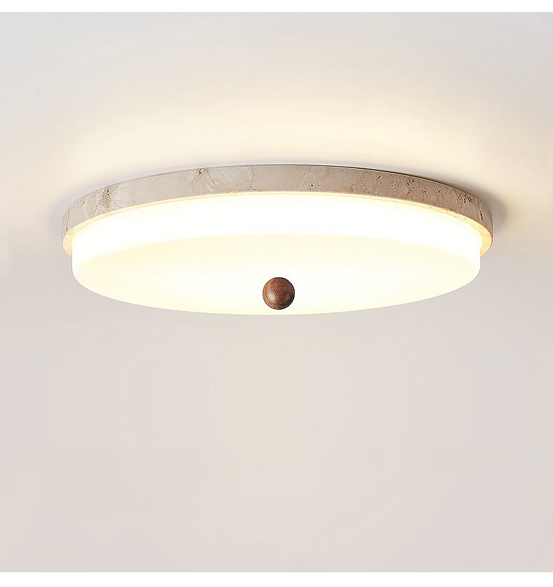 Aeon Travertine Orb Ceiling Light – Natural Stone Flush Mount