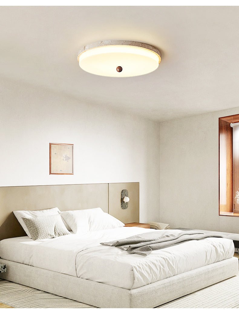 Aeon Travertine Orb Ceiling Light – Natural Stone Flush Mount