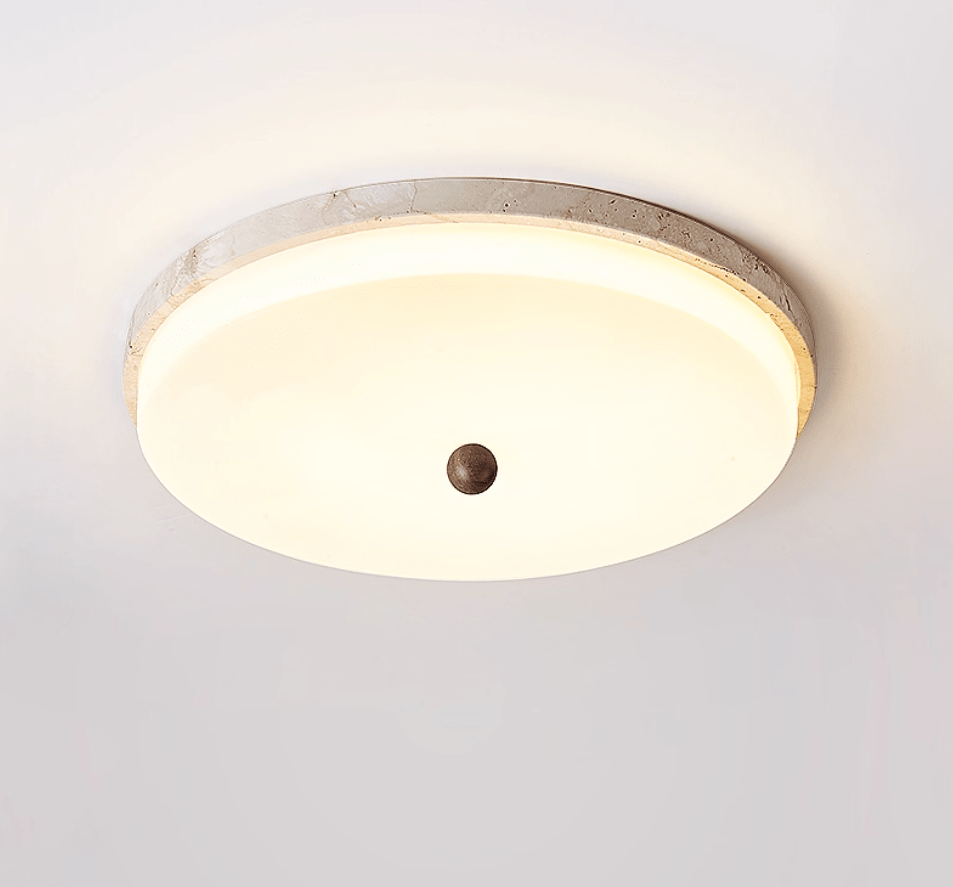 Aeon Travertine Orb Ceiling Light – Natural Stone Flush Mount