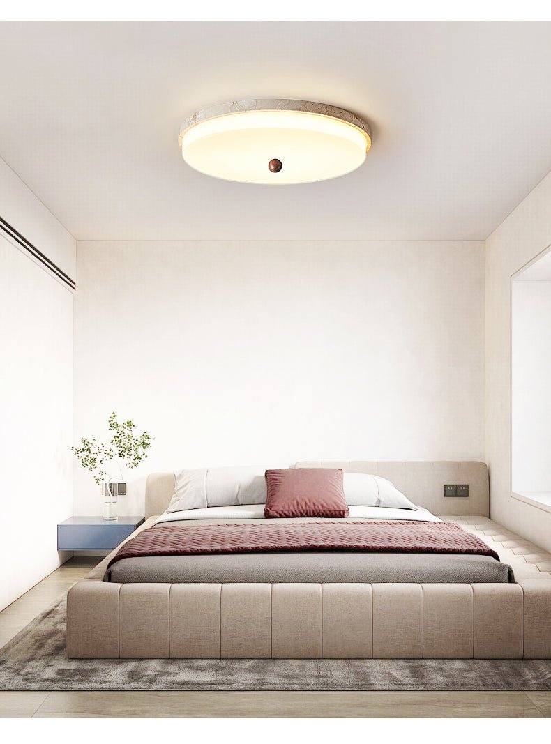 Aeon Travertine Orb Ceiling Light – Natural Stone Flush Mount