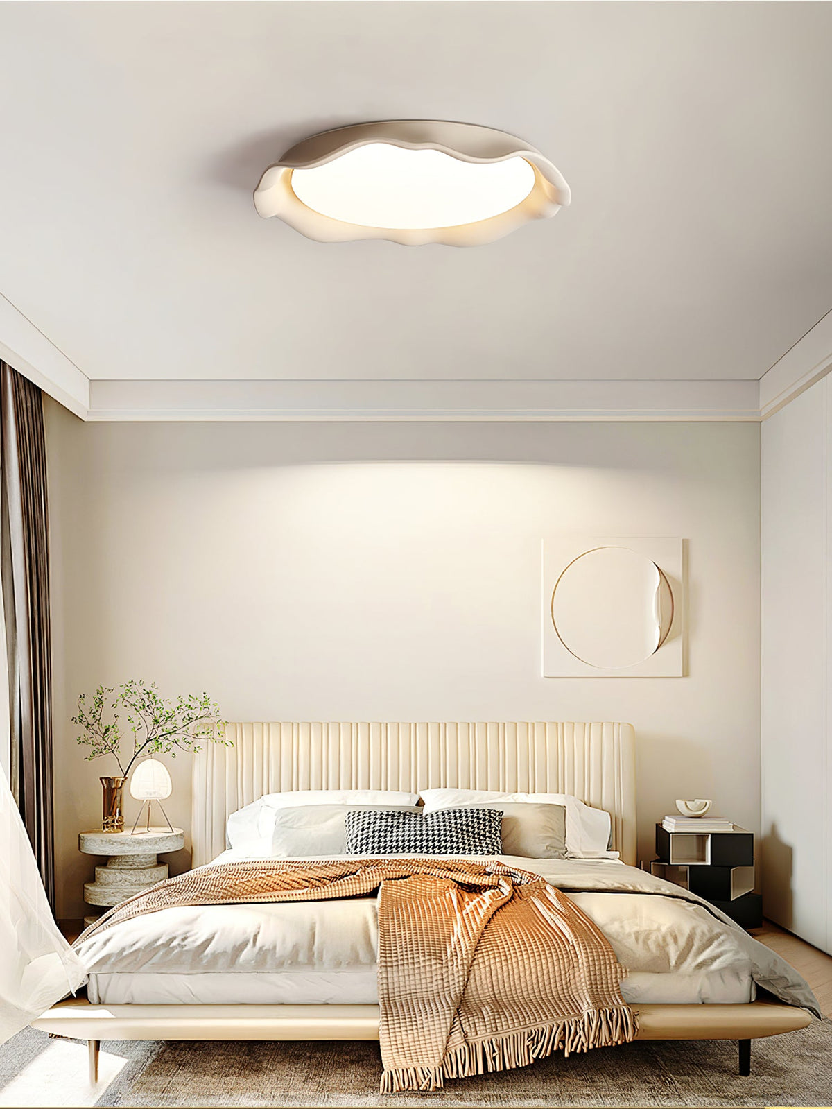 Aera Textured Microcement LED Ceiling Light in Gray, Beige, or White