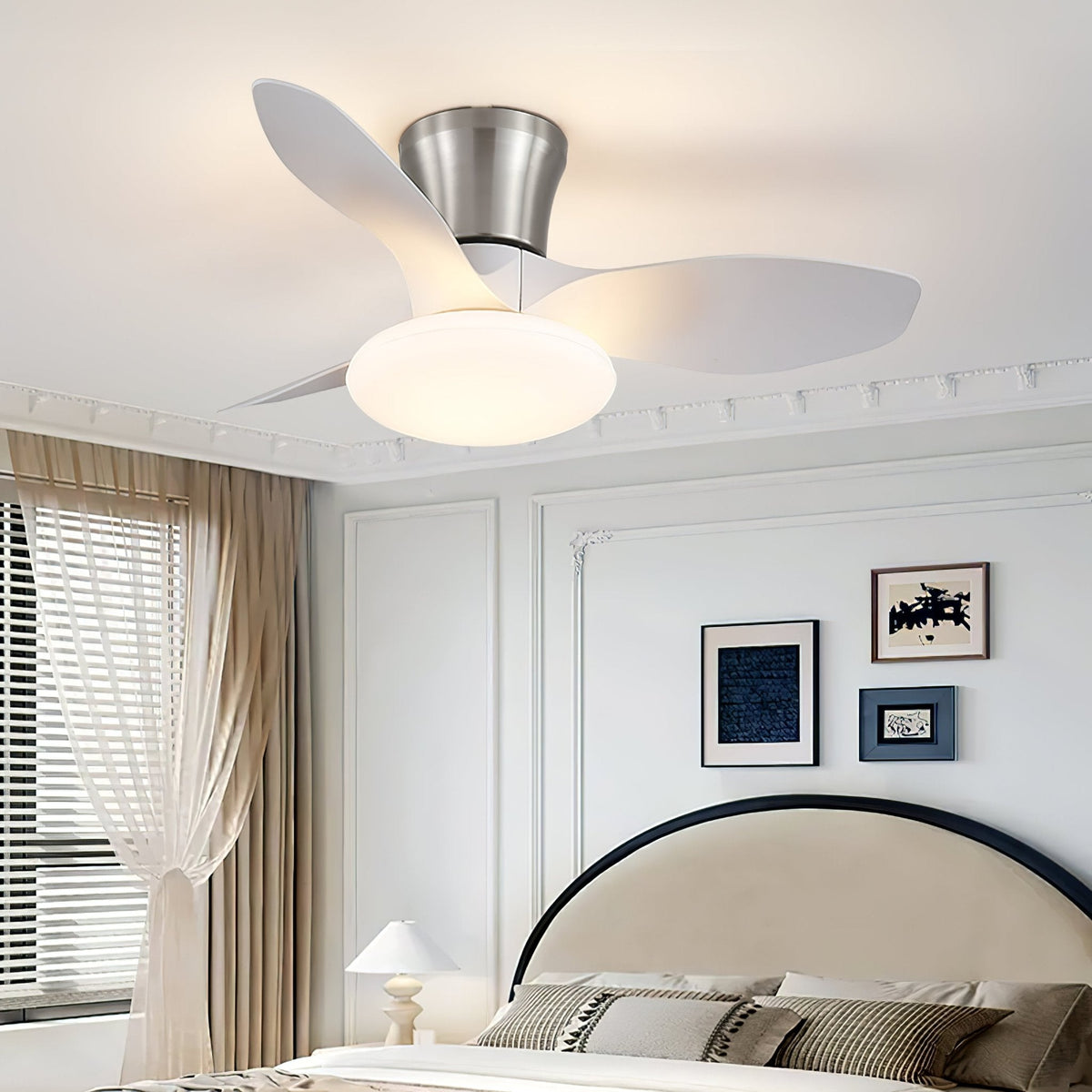 Aeris Curve Ceiling Fan with Integrated LED Light in Walnut Finish
