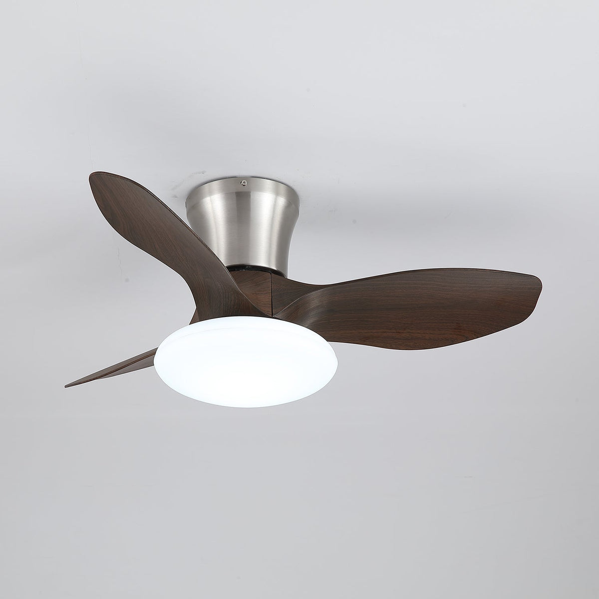 Aeris Curve Ceiling Fan with Integrated LED Light in Walnut Finish