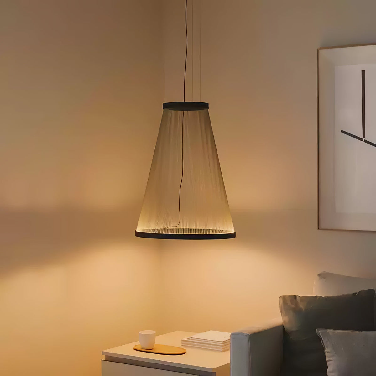 Aeris Mesh Pendant Light – Modern Conical LED Hanging Lamp for Dining & Living Spaces