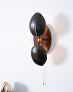Aero Fan Wall Sconce – Hand-Forged Metal & Walnut Wall Light