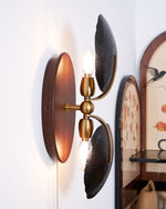 Aero Fan Wall Sconce – Hand-Forged Metal & Walnut Wall Light