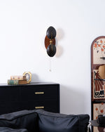 Aero Fan Wall Sconce – Hand-Forged Metal & Walnut Wall Light