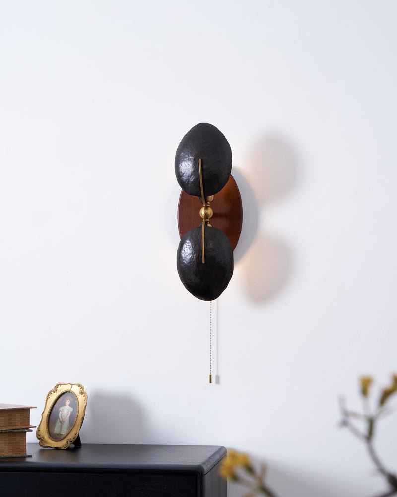 Aero Fan Wall Sconce – Hand-Forged Metal & Walnut Wall Light