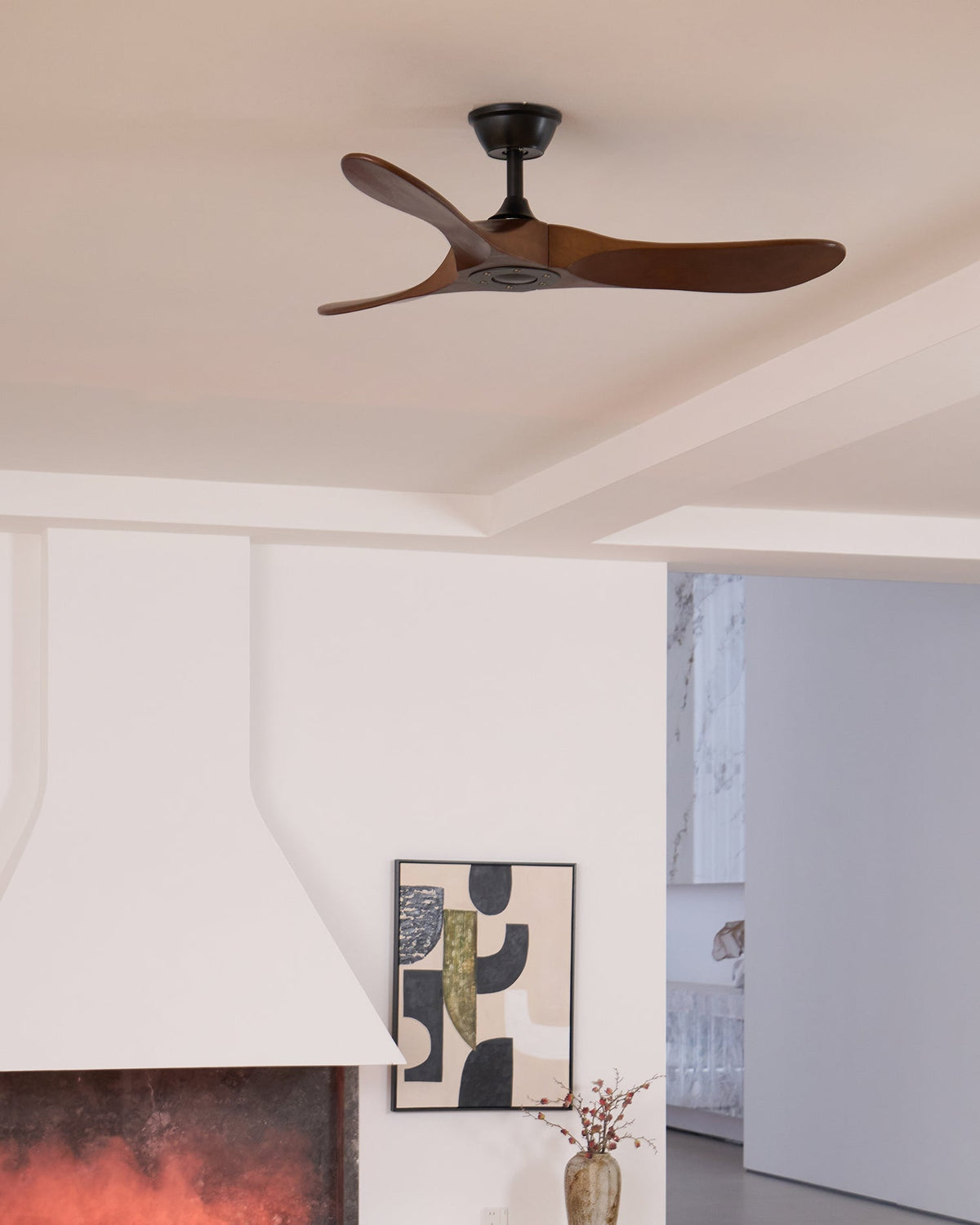 Aero Breeze Ceiling Fan — Sculpted Wood Blades & Whisper-Quiet DC Motor