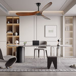 Aero Breeze Ceiling Fan — Sculpted Wood Blades & Whisper-Quiet DC Motor