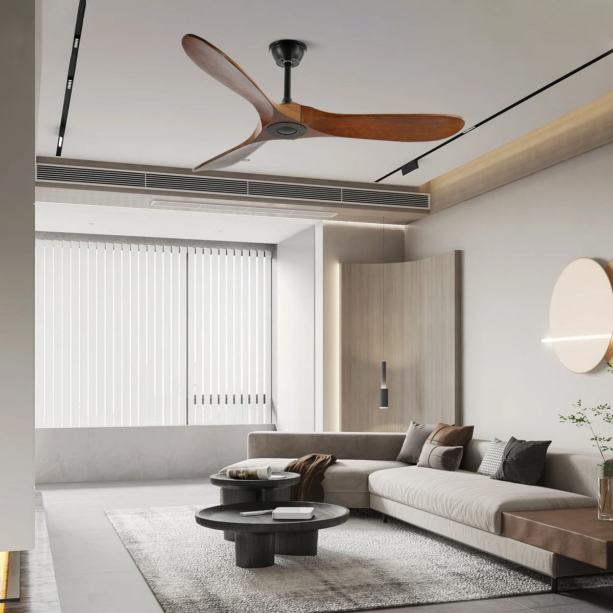 Aero Breeze Ceiling Fan — Sculpted Wood Blades & Whisper-Quiet DC Motor