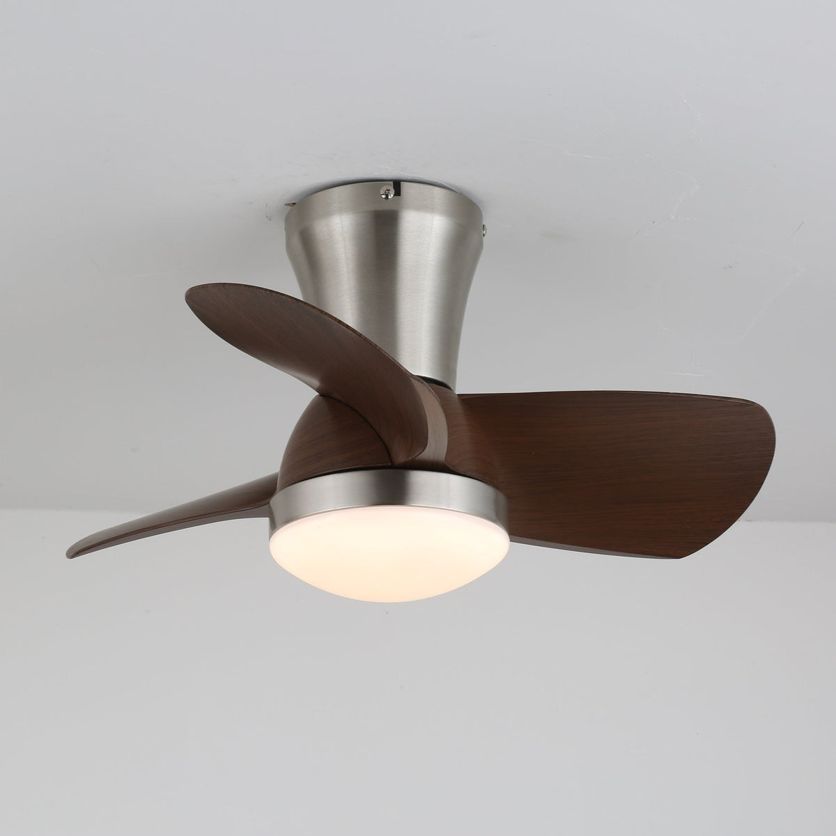Aero Echo Ceiling Fan Light with LED, Modern Walnut Finish