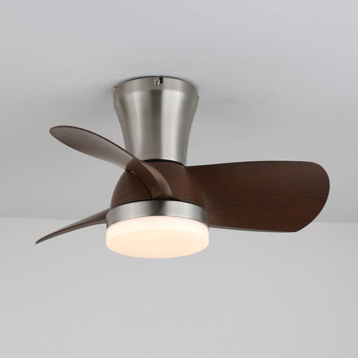 Aero Echo Ceiling Fan Light with LED, Modern Walnut Finish