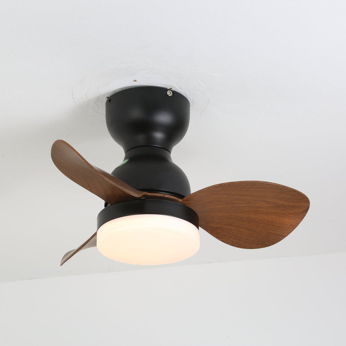 Aeroleaf Flush Mount Ceiling Fan Light with LED and Wood Blades
