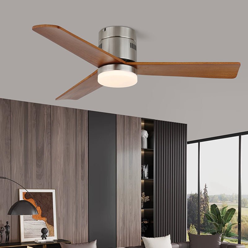 AeroLuxe Modern Ceiling Fan with LED Light, Walnut & Nickel