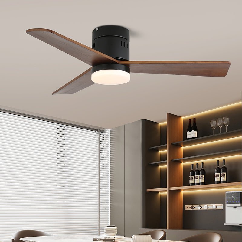 AeroLuxe Modern Ceiling Fan with LED Light, Walnut & Nickel