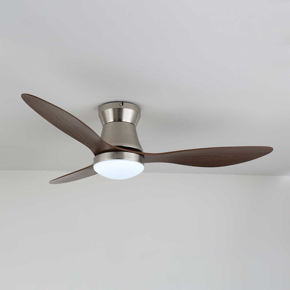 Aeronix Ceiling Fan with LED Light in Walnut and Nickel