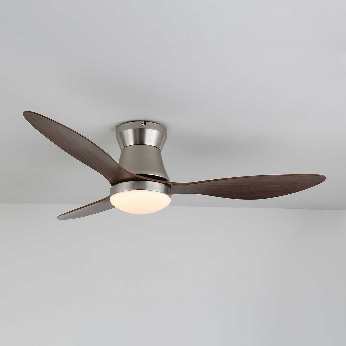 Aeronix Ceiling Fan with LED Light in Walnut and Nickel
