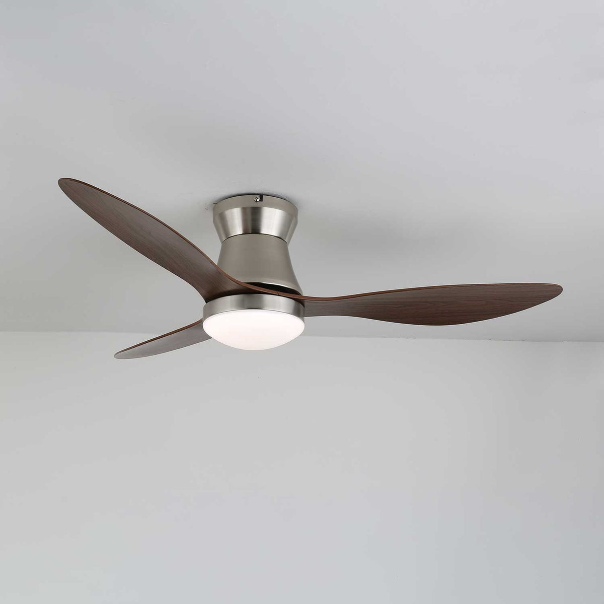 Aeronix Ceiling Fan with LED Light in Walnut and Nickel