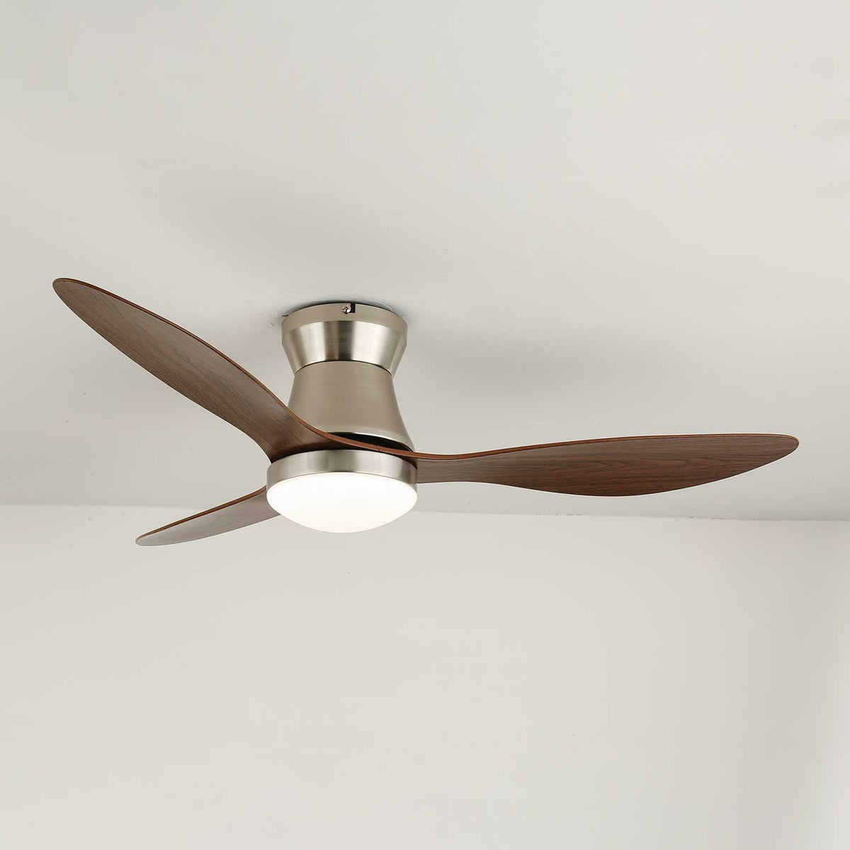 Aeronix Ceiling Fan with LED Light in Walnut and Nickel