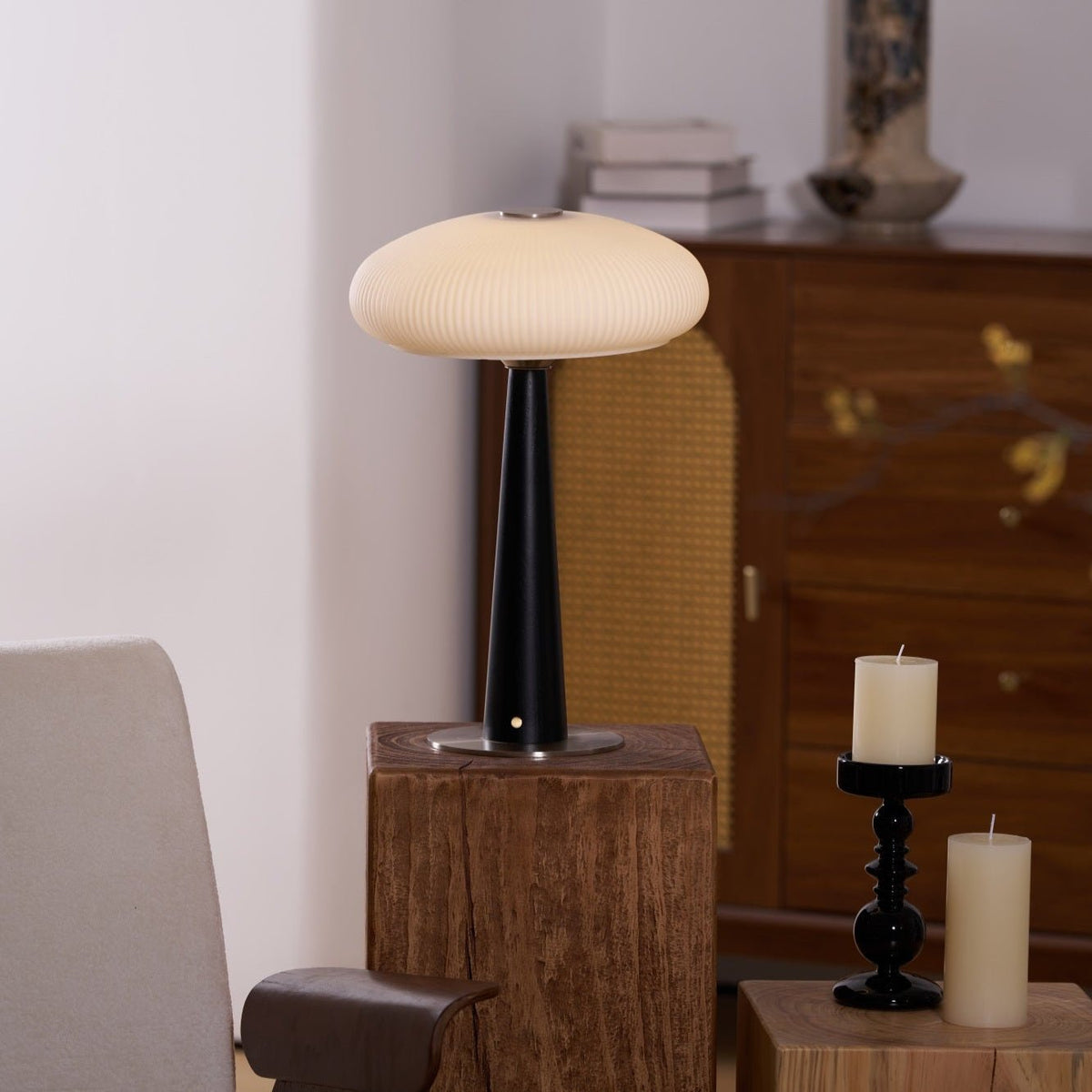 Aeruno Fluted Glass LED Table Lamp with Touch Dimming, Modern Sculptural Design